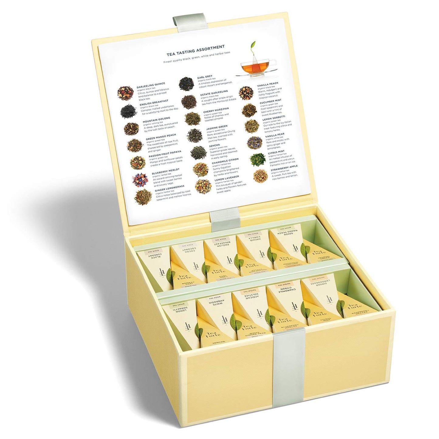 Tea Forte Tea Chests with 40 Handcrafted Pyramid Infusers - Tea Tasting Assortment, 40 Count, Model 3910120