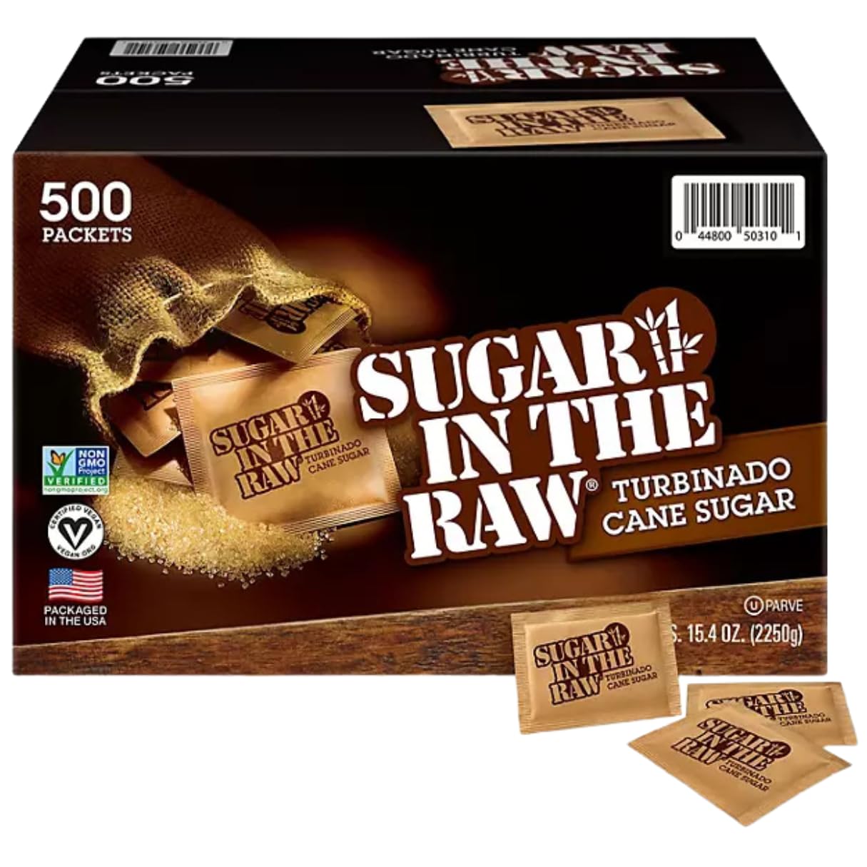 Organic Sugar in The Raw  Raw Sugar Packets  Natural Sweetener  500 Count Bulk Pack