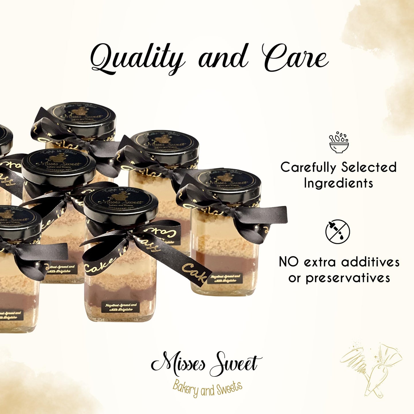 Gourmet Cake in a Jar - Hazelnut Cake in Jar with Vanila Cake Layered with Hazelnut Chocolate Filling and Leche Brigadeiro - Bir