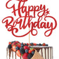 Crseniny Happy Birthday Cake Topper,Red Glitter Birthday Sign Cake Decorations,Anniversary Party/Birthday Party Decoration Suppl