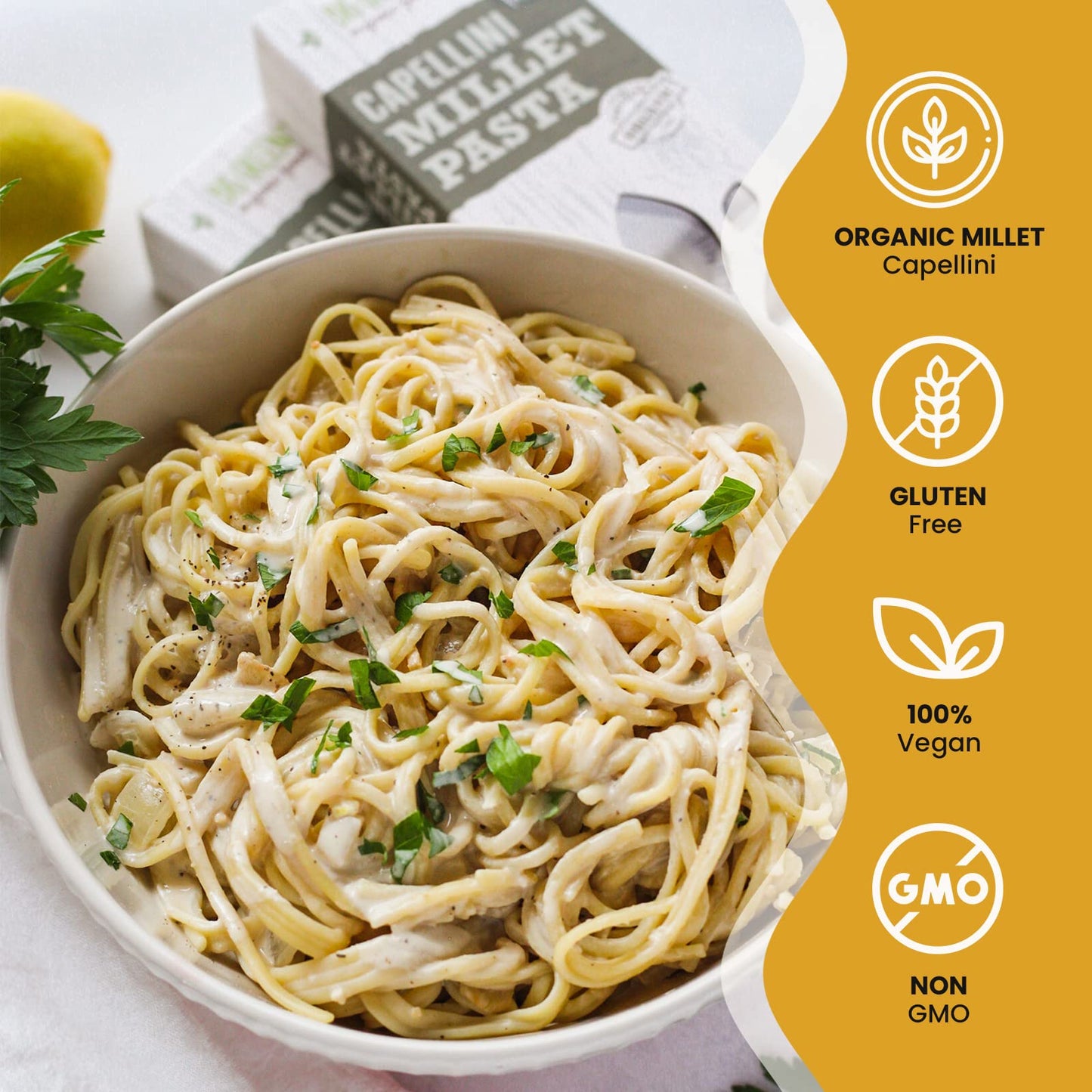 Big Green Organic Food- Organic Millet Capellini, Gluten-Free, Lectin-Free, Non-Gmo, Vegan, 6G Of Protein, Wheat And Rice Altern