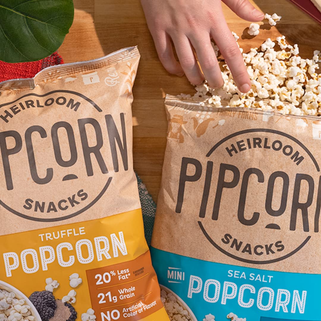 Pipcorn Heirloom Mini Popcorn Variety Pack - Sea Salt & Truffle - 4oz, 6 Pack - Gluten Free Healthy Snacks