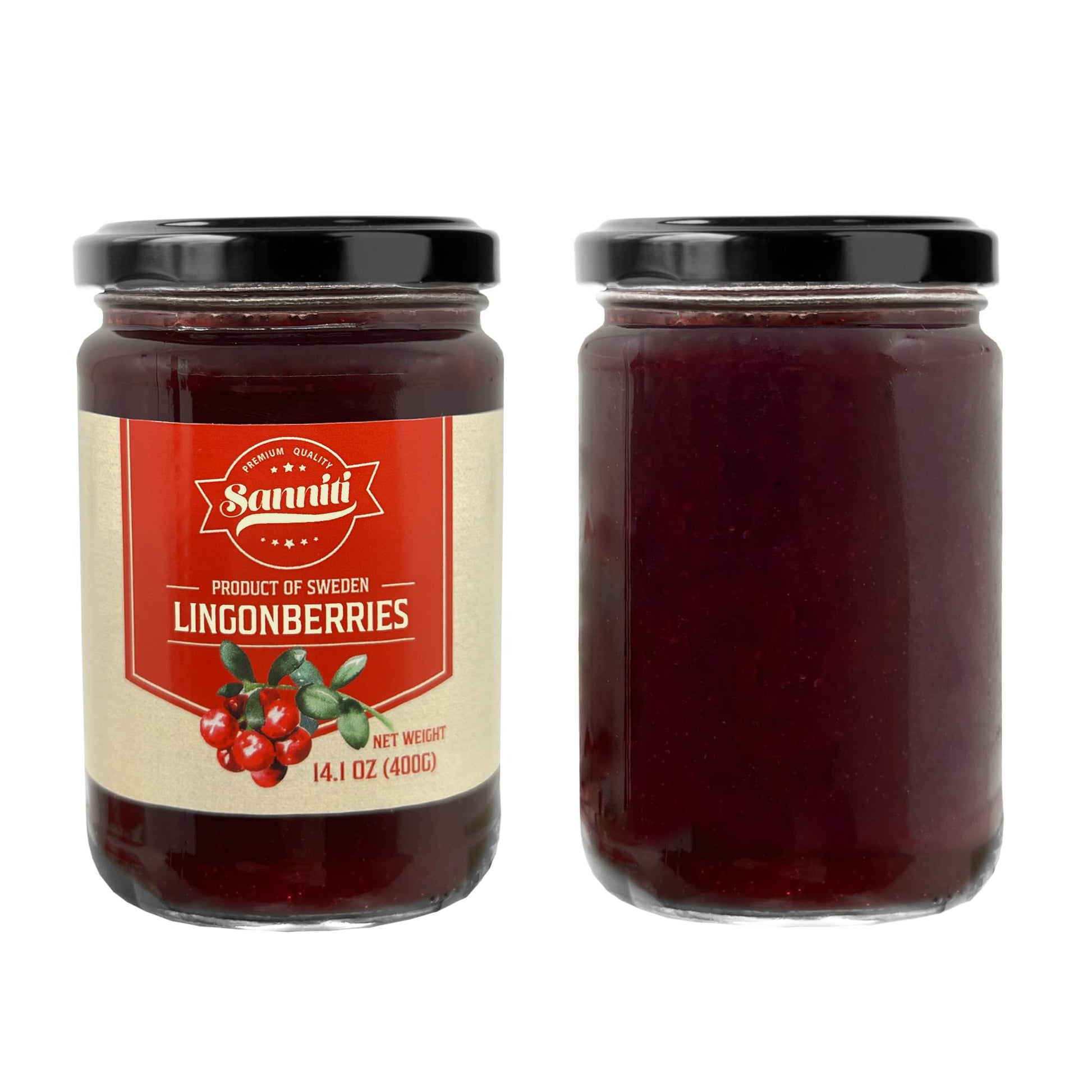 Sanniti Lingonberries Jar Imported From Sweden, 14.1 Ounces (Pack Of 2)