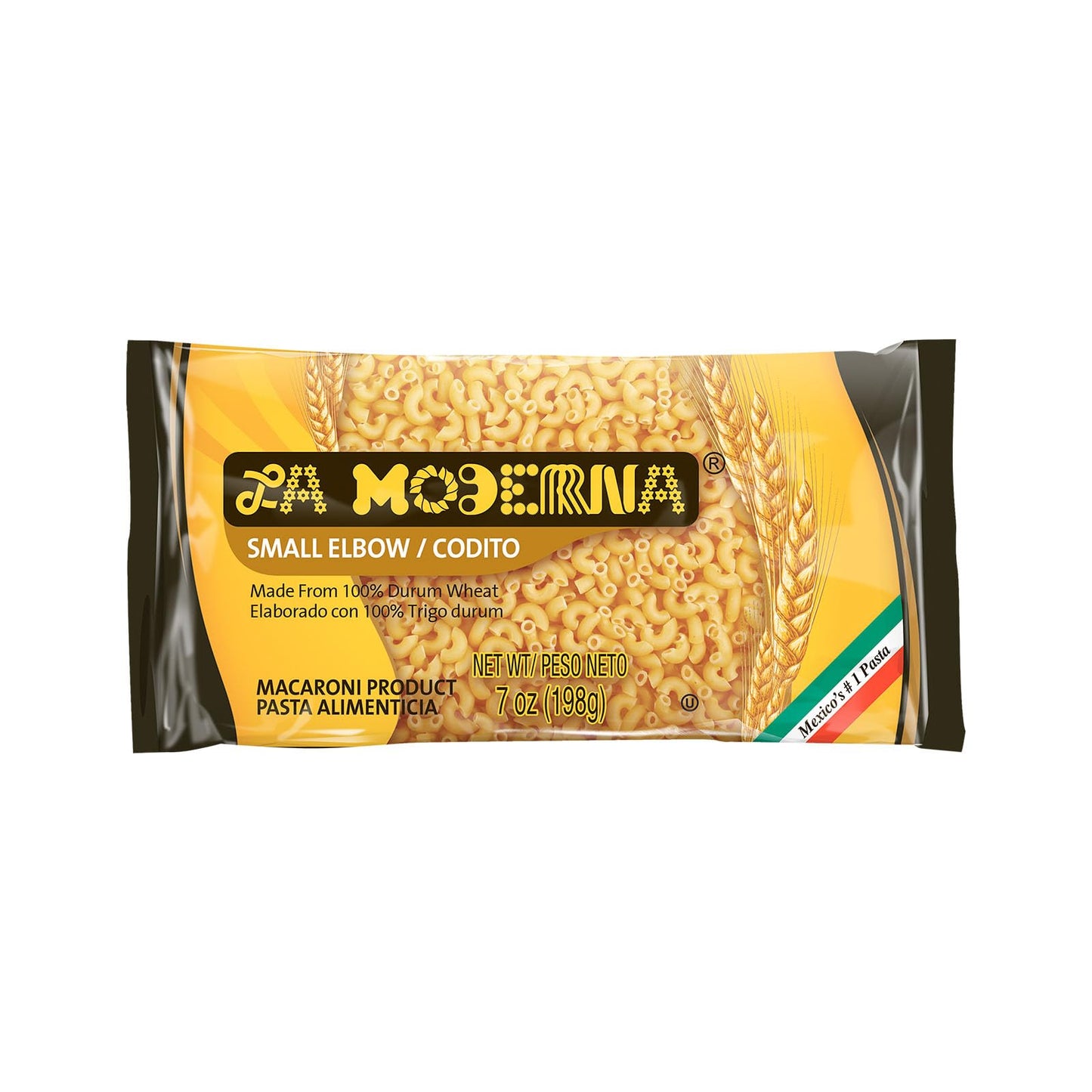 La Moderna, Coditos, Pasta, Hecha Con Sémola De Trigo Durum, Enriquecida Con Vitaminas Y Hierro, 7 Oz, Pack De 20