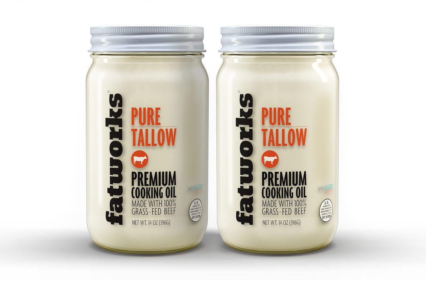 Fatworks 100% Grass Fed & Grass Finished, Pasture Raised Beef Tallow, Artisanally Rendered, WHOLE30 Approved, KETO, PALEO, 14 oz