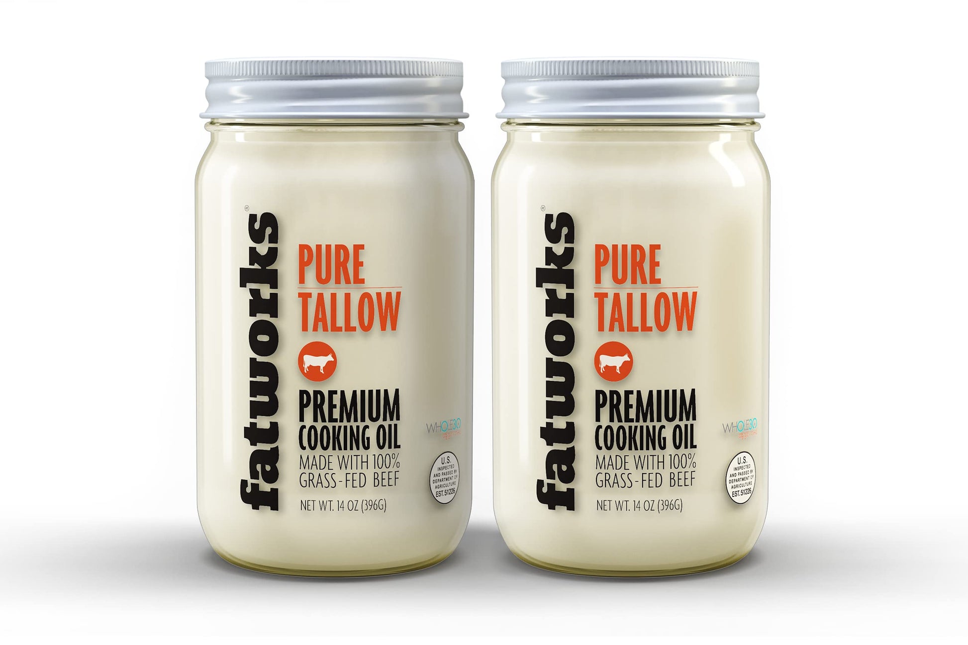 Fatworks 100% Grass Fed & Grass Finished, Pasture Raised Beef Tallow, Artisanally Rendered, WHOLE30 Approved, KETO, PALEO, 14 oz