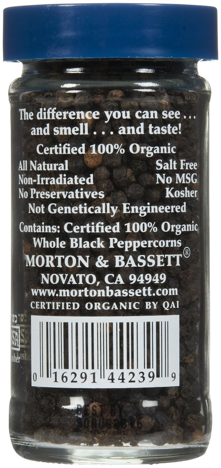 Morton & Bassett Organic Whole Black Peppercorns, 2 Ounce (Pack of 3)