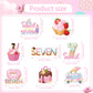 Joybileefun 40PCS Ice Cream Cupcake Toppers, Paper Birthday Decorations, 2*4 inches, Sweet Sassy and Seven Color