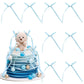 Gyufise Bowknot Cake Toppers, 30Pcs Blue Decorations for Birthday, Baby Shower, Wedding, 2.9 x 5.7 inches