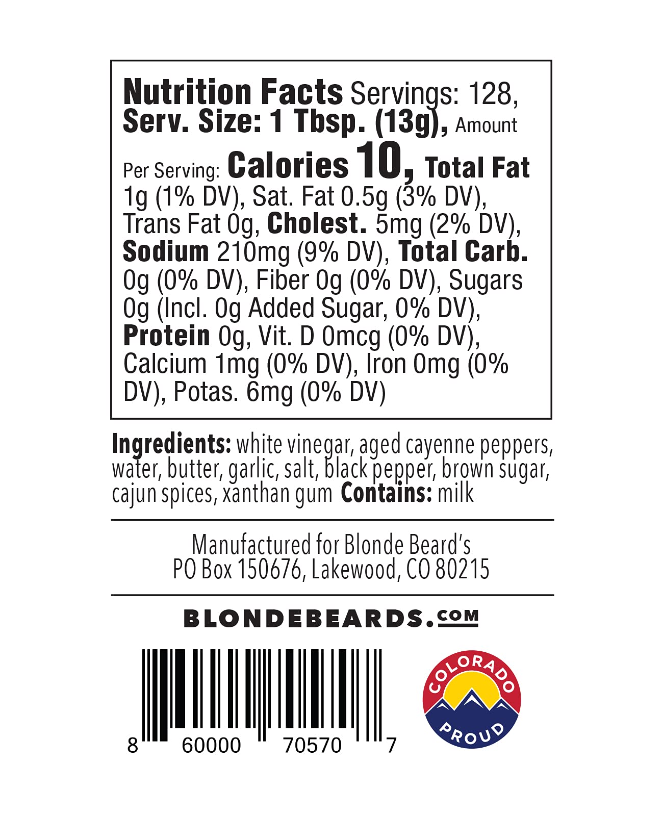 Blonde Beard s Black Magic Buffalo Sauce - (Medium/Hot) - Gourmet, Award Winning Sauce With Black Pepper, Cajun & Garlic - Made