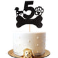 1 PCS 5th Birthday Cake Topper Black Glitter Dog Paw Five Years Old Birthday Puppy Dog Bone Cake Pick for Let's Pawty Baby Showe