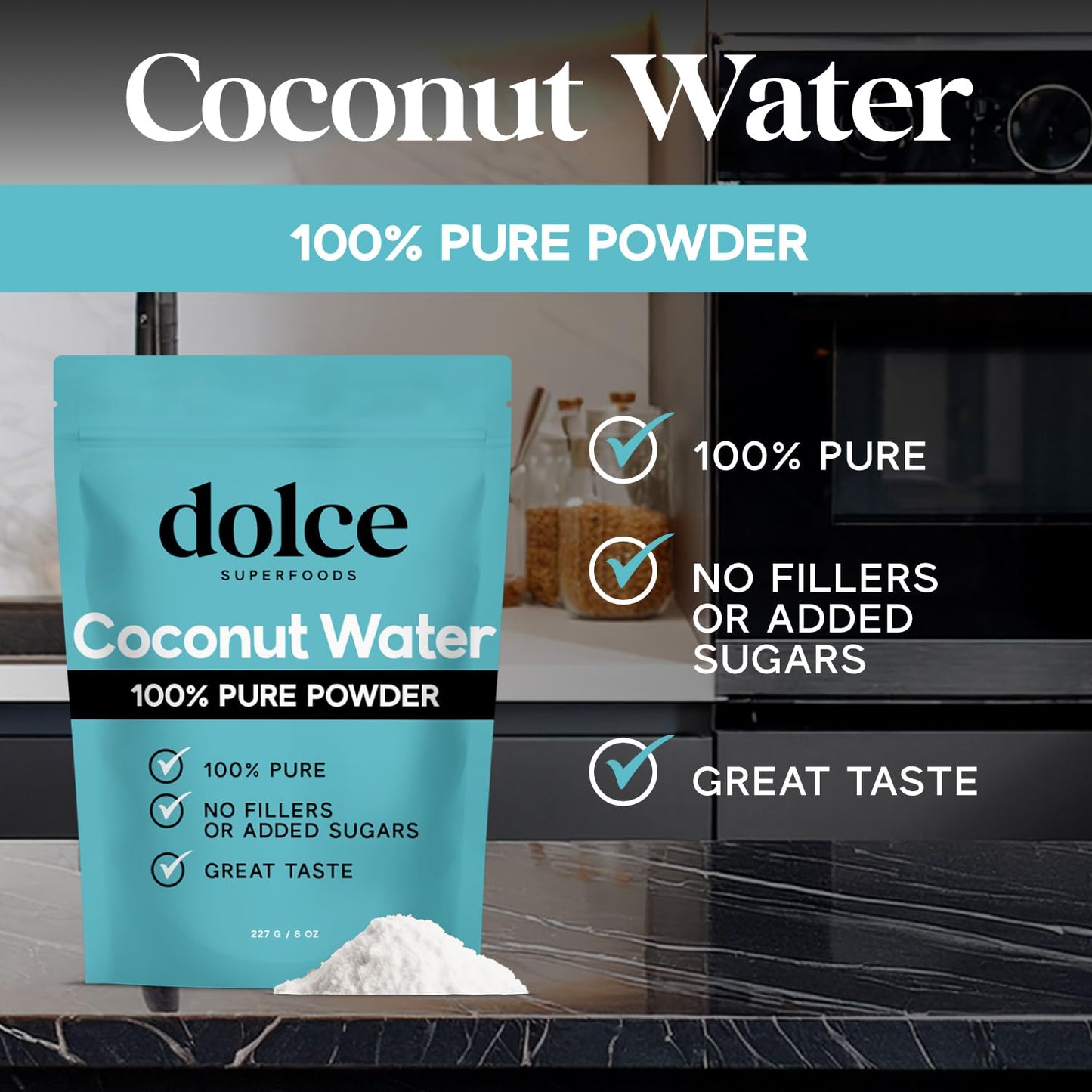 Dolce Superfoods Coconut Water Powder, Natural Electrolyte Powder for Daily Hydration & Wellness, Powdered Coconut Water with Po