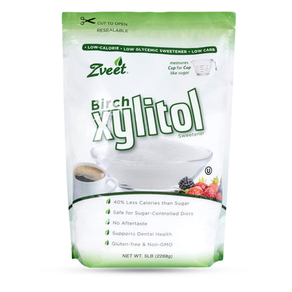Zveet Birch Xylitol Sweetener | Keto Friendly, Non GMO Low Carb & Calorie Natural Sweetener Sugar Substitute | Kosher & Made in 