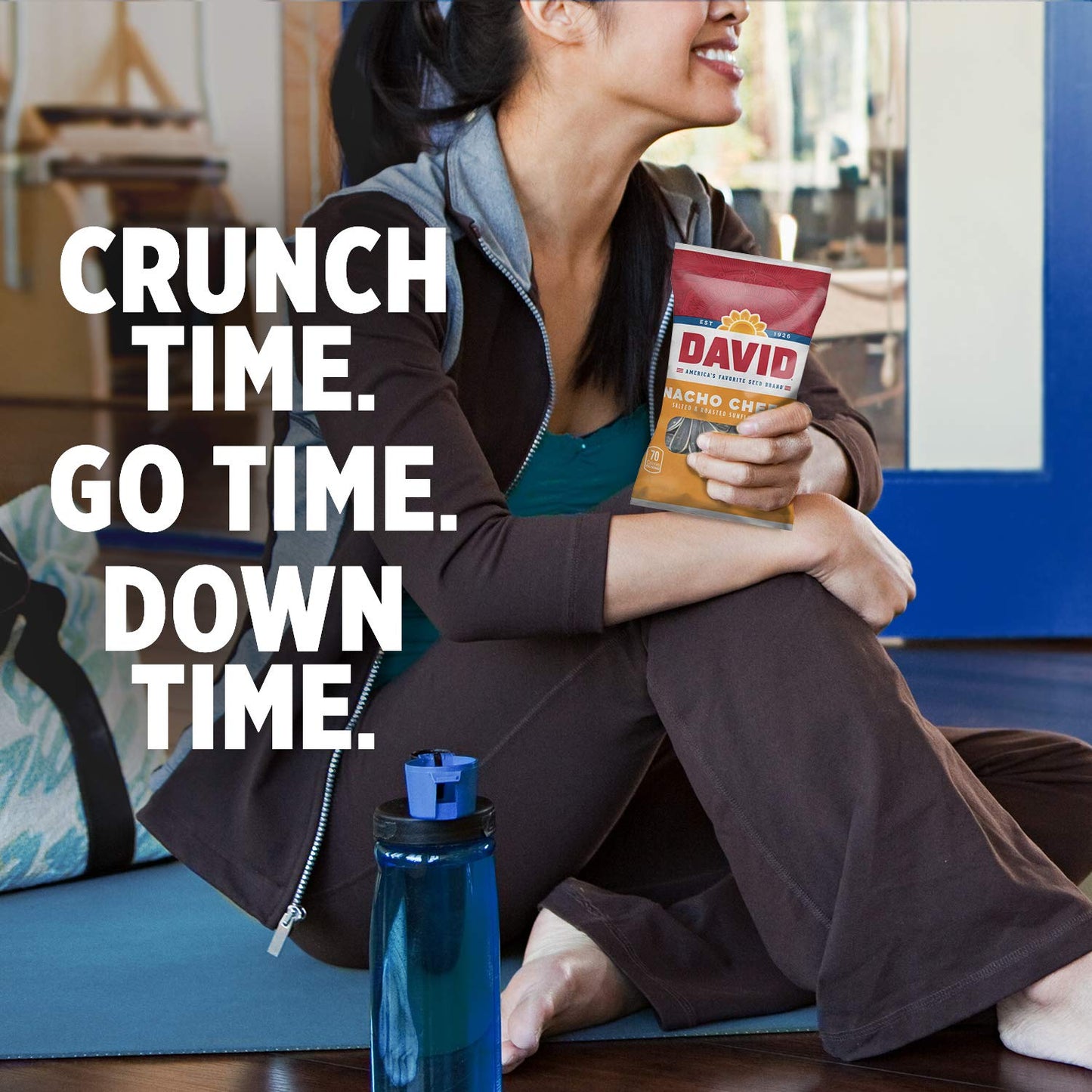 DAVID Roasted and Salted Sunfower Seeds, Nacho Cheese Flavor, 0.8oz. 36-Count Case (Pack of 9)