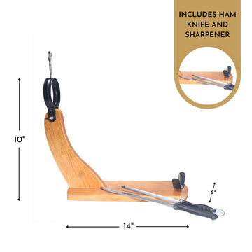 Monte Nevado Serrano Ham - 16 lb Min Weight, 24 Months Cured, 4 Piece Set, Cured Ham, Includes Ham Stand and cutting too