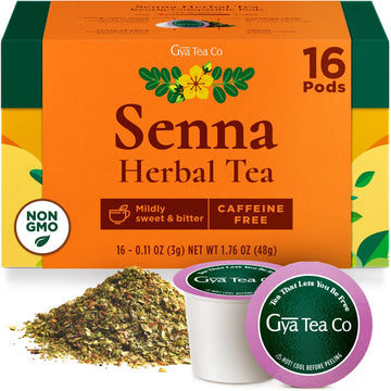 Gya Tea Co Senna Herbal Tea Pod (16 ct) - Decaf Senna Leaf Tea for Constipation Relief & Bloating