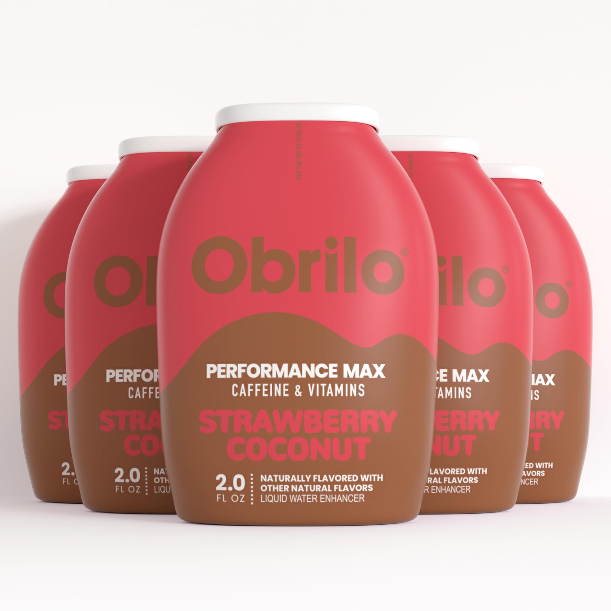 Obrilo Performance Energy Water Enhancer, L-Theanine & Taurine, Strawberry Coconut, 2 Fl Oz (Pack of 5), Model WEE StrawCo