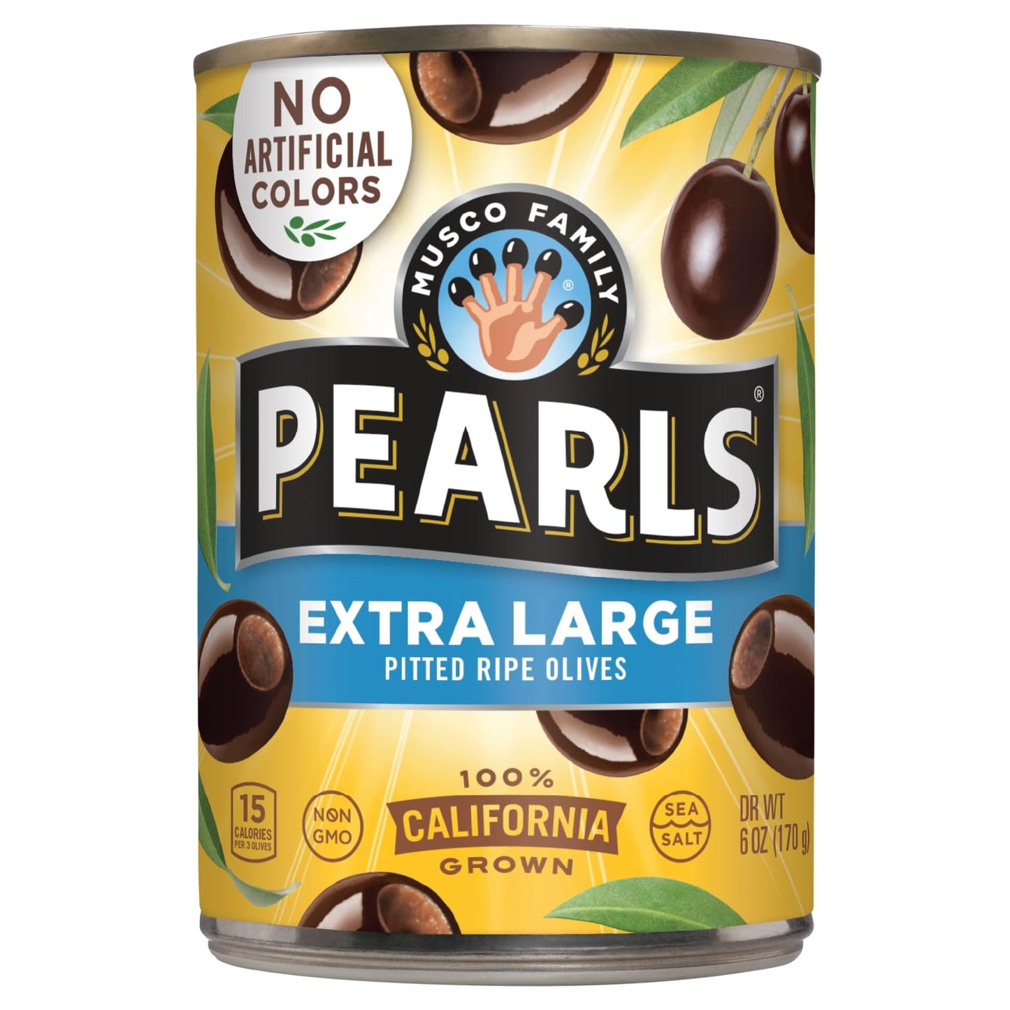 Pearls Extra-Large Ripe Pitted Olives  Pack Of 12  6 Oz Cans