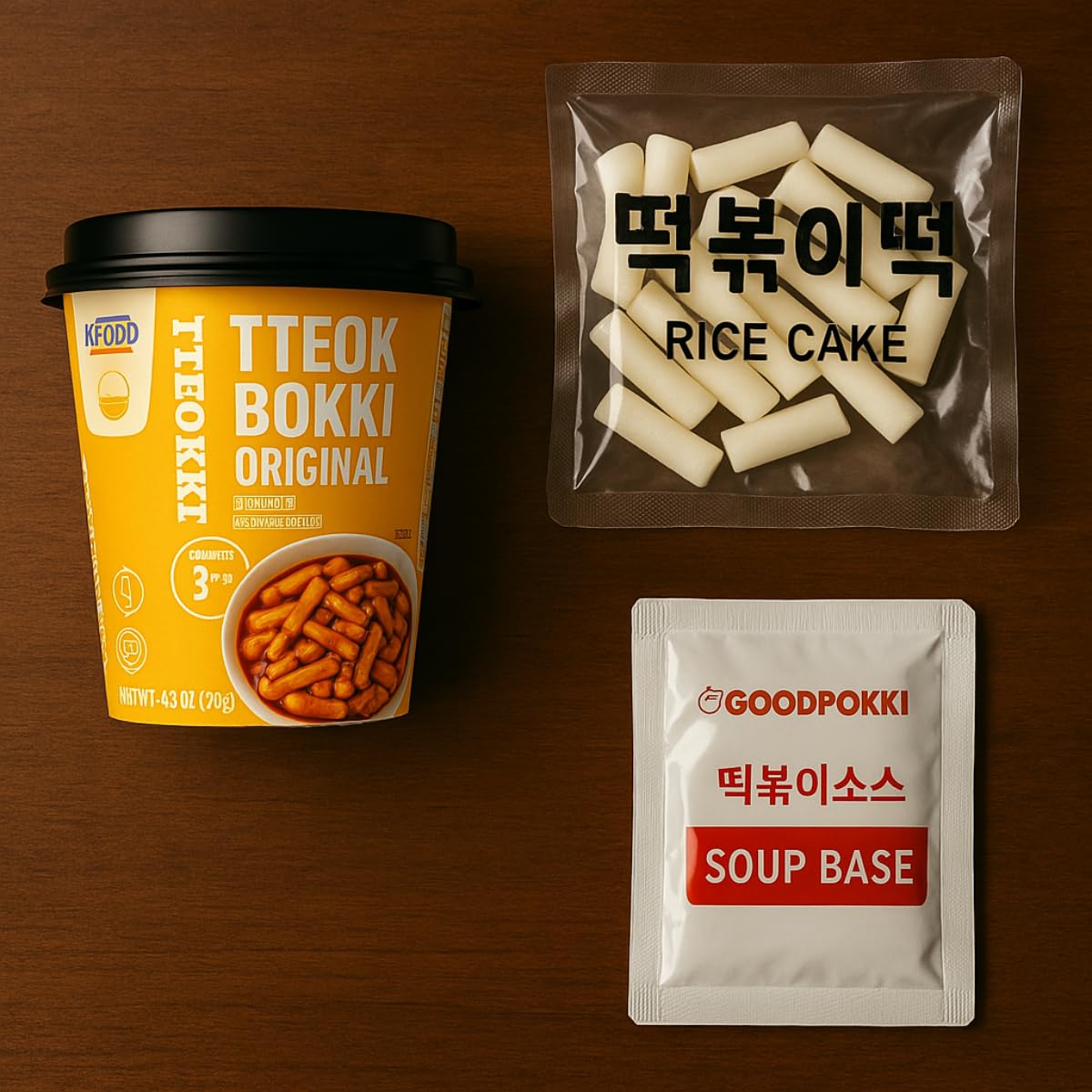 Unhas Korean Spicy and Sweet Rice Cakes, 2 Cups Instant Korean Rice Cake Tteokbokki Tteok, Single Serving, Original Flavor - Pa