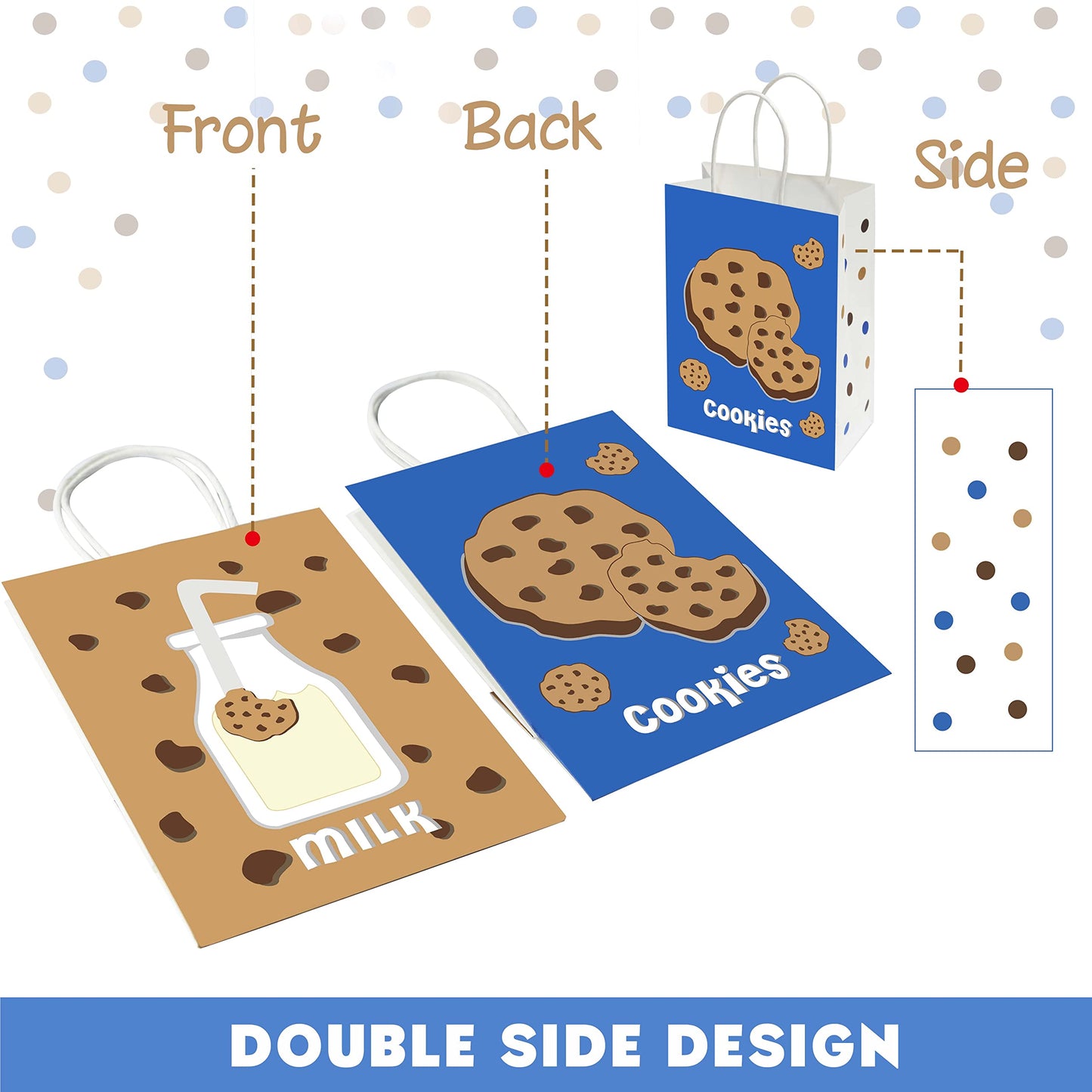 Lsaepon Cookies Milk Birthday Party Favor Gift Bags, Cookie and Monster Theme Birthday Party Goodie Bags- Milk and Cookies Baby