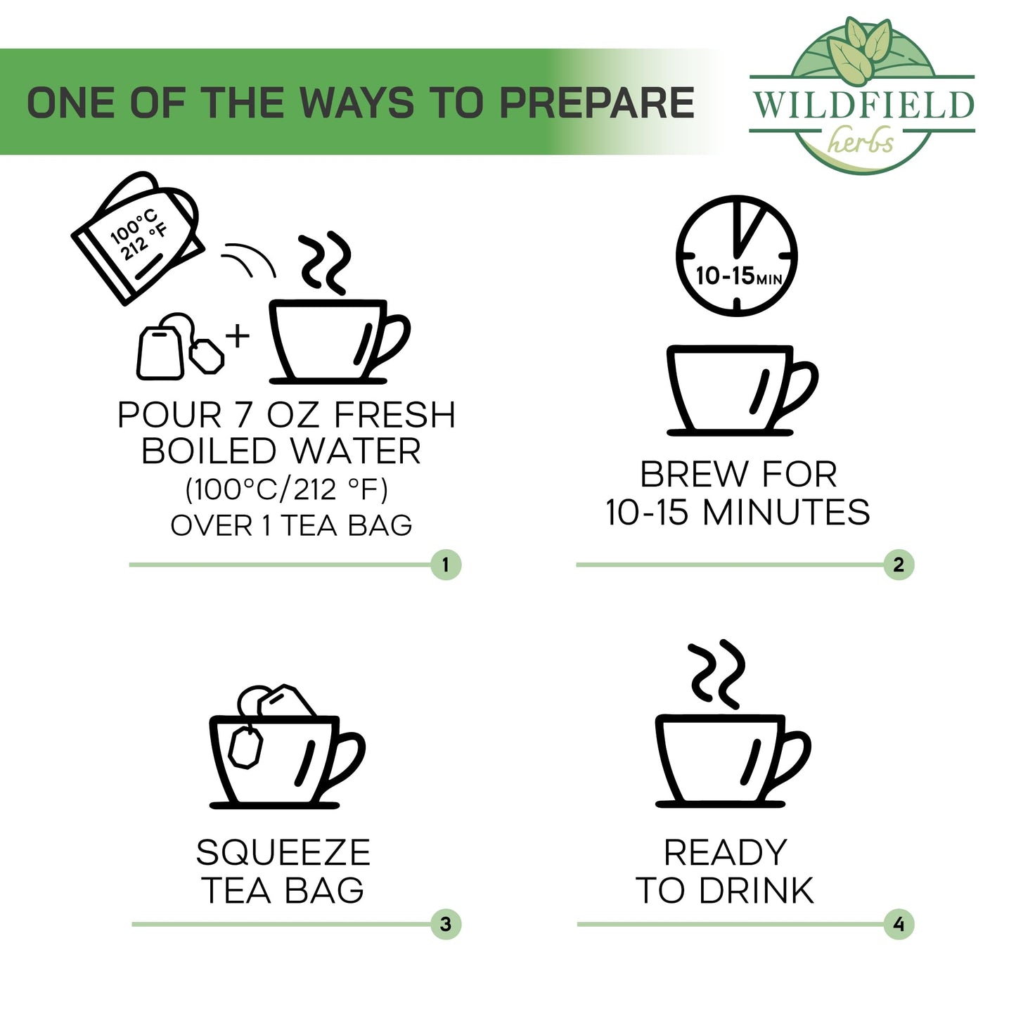 WILDFIELD HERBS Broadleaf Plantain Leaf Tea - 50 Count Tea Bags - 1.5 g Each