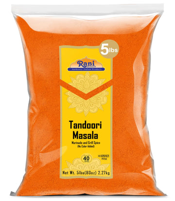 Rani Tandoori Masala (Natural, No Colors Added) Indian 11-Spice Blend 80Oz (5Lbs) 2.27Kg Bulk ~ Salt Free | Vegan | Gluten Frien
