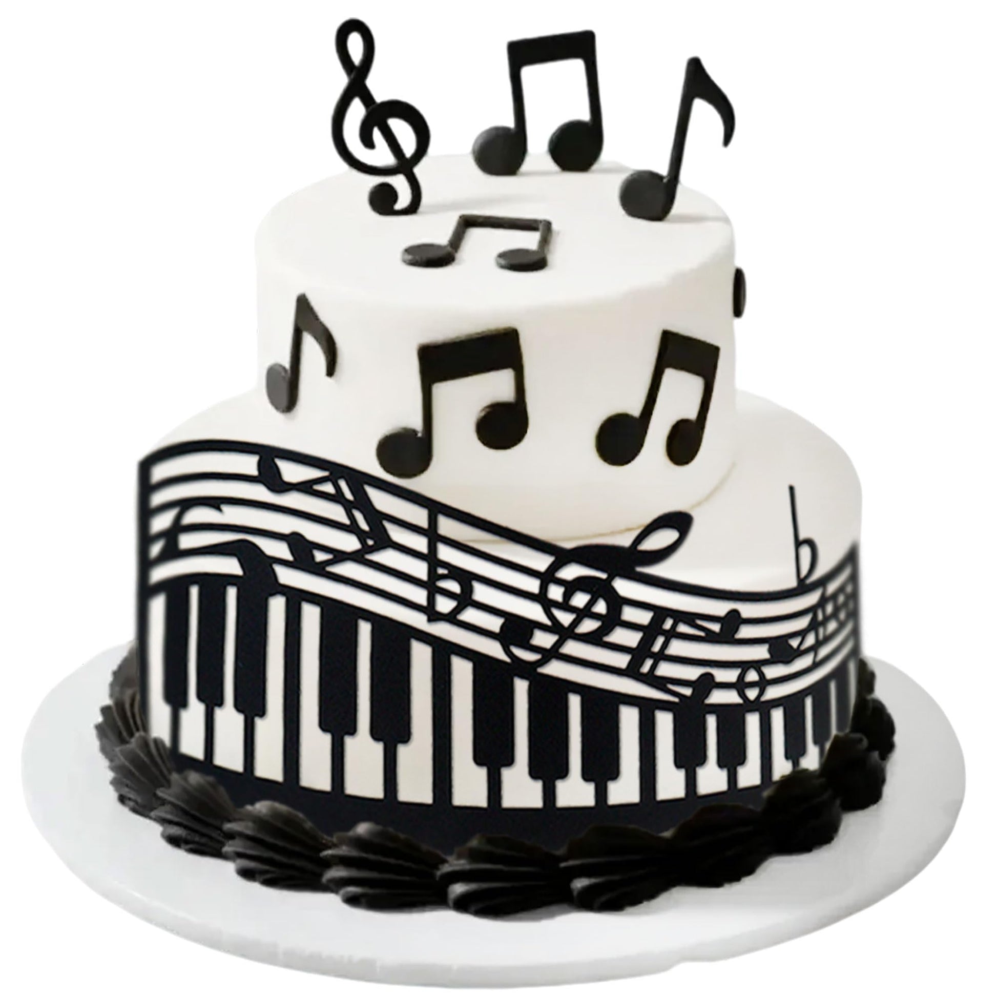 Cyodoos Music Notes Cupcake Toppers, 4 Pcs Black Cardstock, Birthday Cake Decoration Accessories