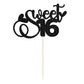 1Pc Sweet Teenager 16 Cake Topper Glitter 16Th Birthday Cake Pick For Cheers To 16 Years Old 16Th Birthday Party Cake Decoration