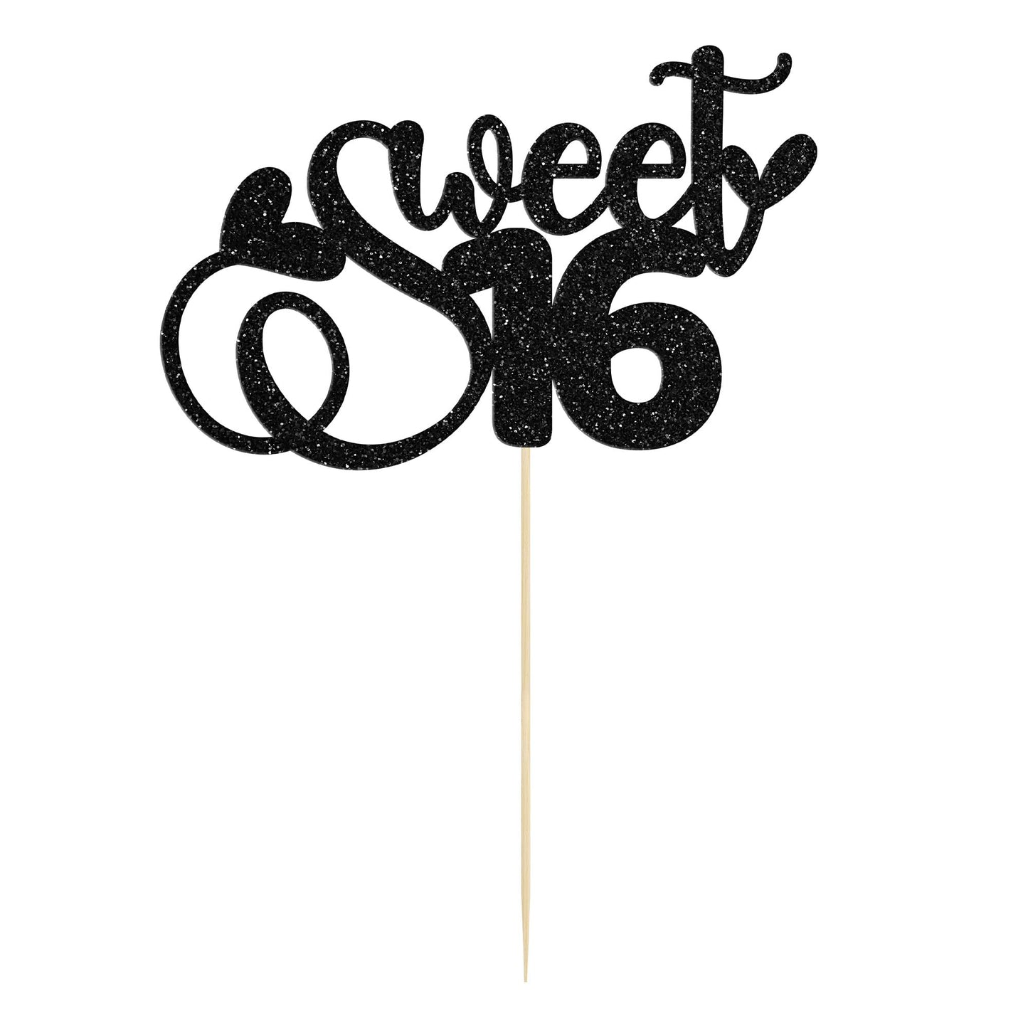 1Pc Sweet Teenager 16 Cake Topper Glitter 16Th Birthday Cake Pick For Cheers To 16 Years Old 16Th Birthday Party Cake Decoration