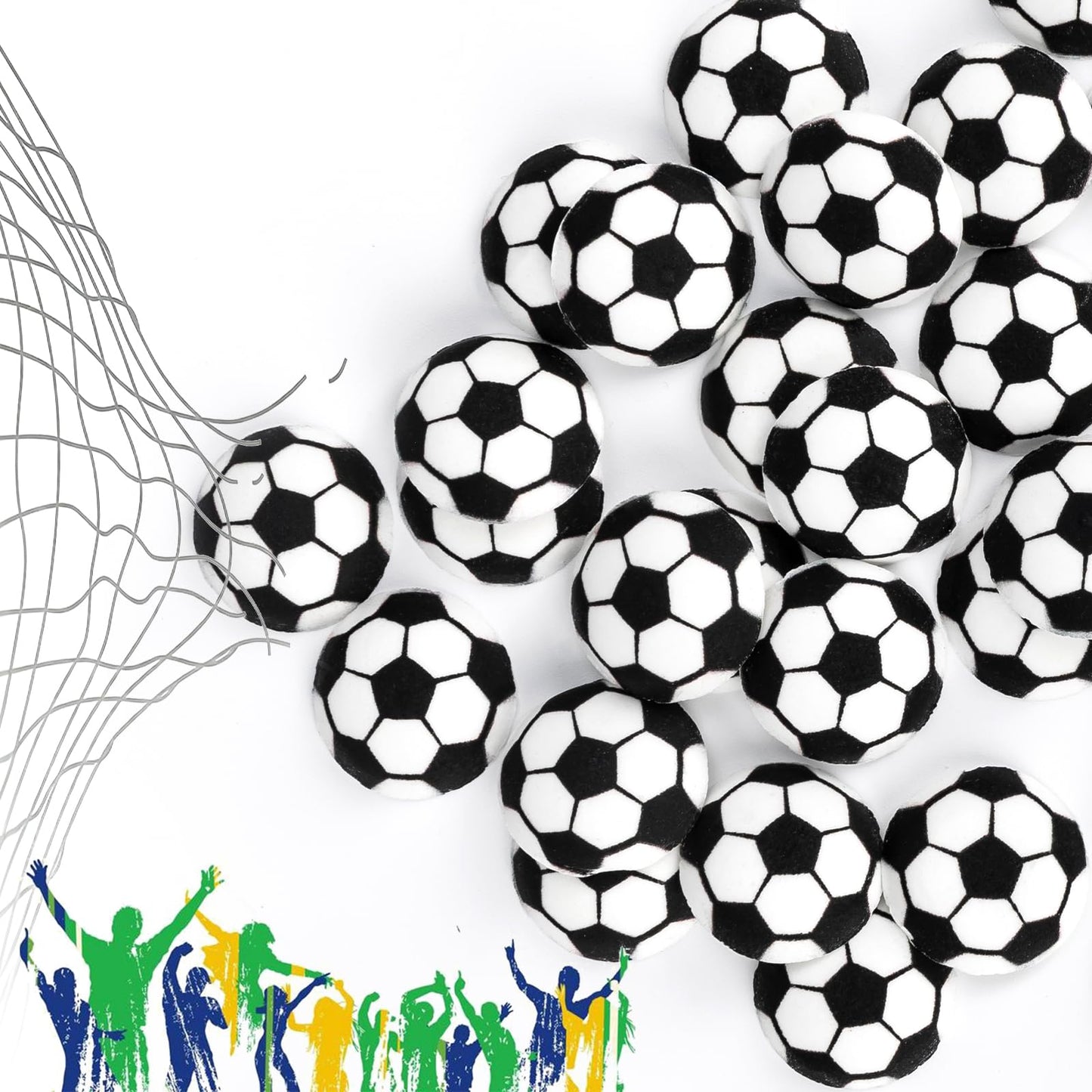 Edible Soccer for Cupcake Decorations,32 PCS,Football Sprinkles,Soccer Cake Toppers,Ball Shaped Sugar Sprinkles,Cookies,Donuts I