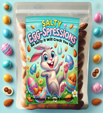 Gears Out Salty Egg-spressions Salted Almonds - 8.1 oz, Roasted Crunchy Snack, Bunny Themed for Easter