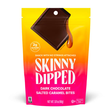 Skinnydipped Dark Chocolate Salted Caramel Bites, 2G Sugar Per Piece, Keto Friendly, No Palm Oil, Gluten Free, 4 Pack