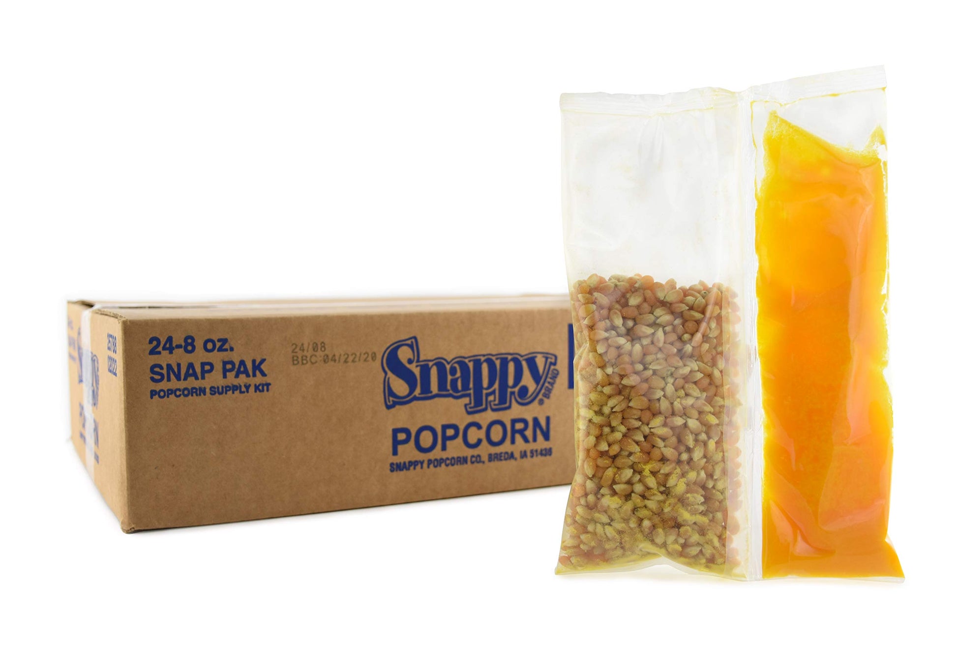 SNAPPY Snappy Snap-Paks Popcorn Packs with Coconut Oil, 8 oz, 24 Count