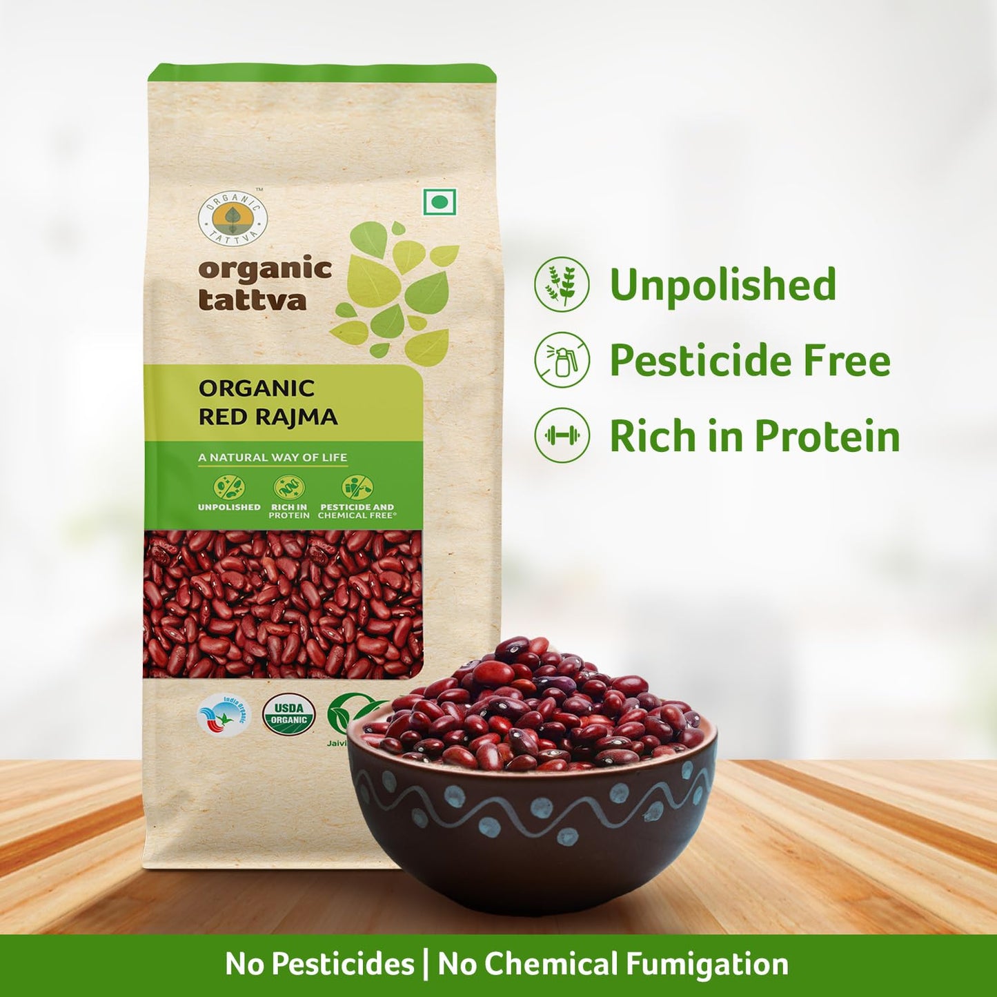 Organic Tattva, Organic Red Rajma (Red Kidney Beans) 500 Gram | Gluten Free And Unpolished