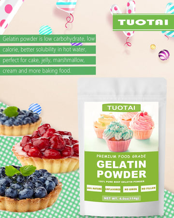 TUOTAI Unflavored Gelatin Powder Food Grade for Baking 4 Ounces