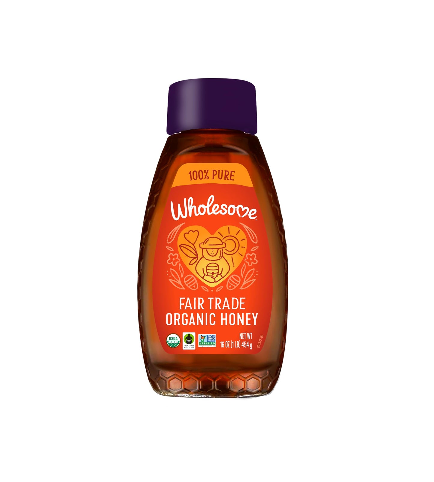 Wholesome Sweeteners 16-Ounce Organic Honey Bottle, 100% Pure, Fair Trade Certified, Non GMO Project Verified & Gluten Free, 1 P