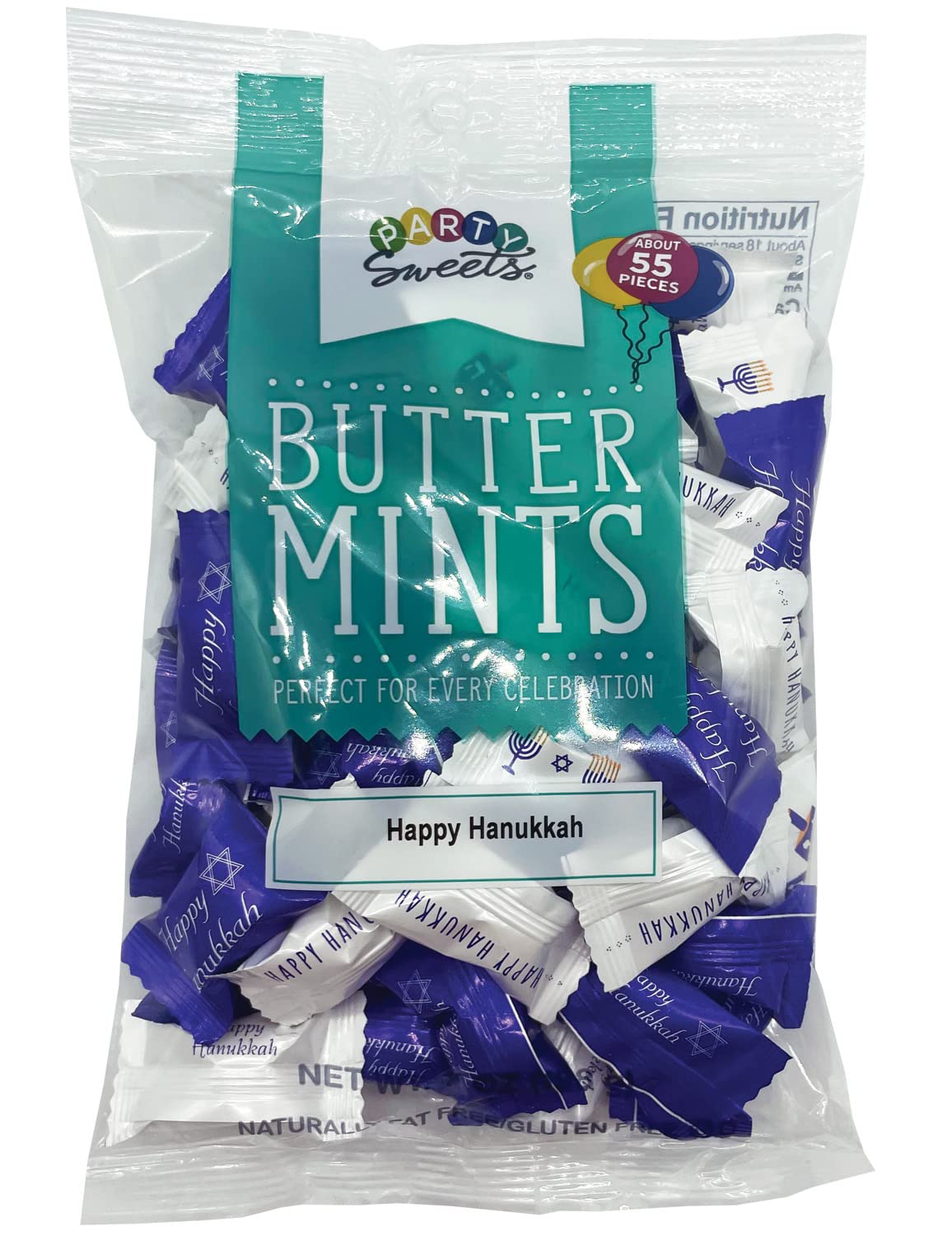 Party Sweets Holiday Themed Buttermints - 7 oz. Bags (Happy Hanukkah, 7 oz. Bag (Case of 6) 55 pieces)