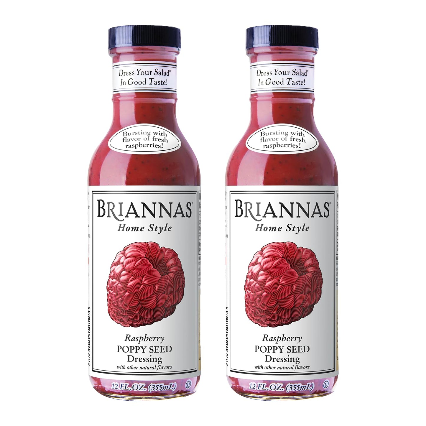 BRIANNAS - Home Style Raspberry Poppy Seed Dressing - Fine Salad Dressing made with Premium Ingredients - Gluten Free, Kosher, &
