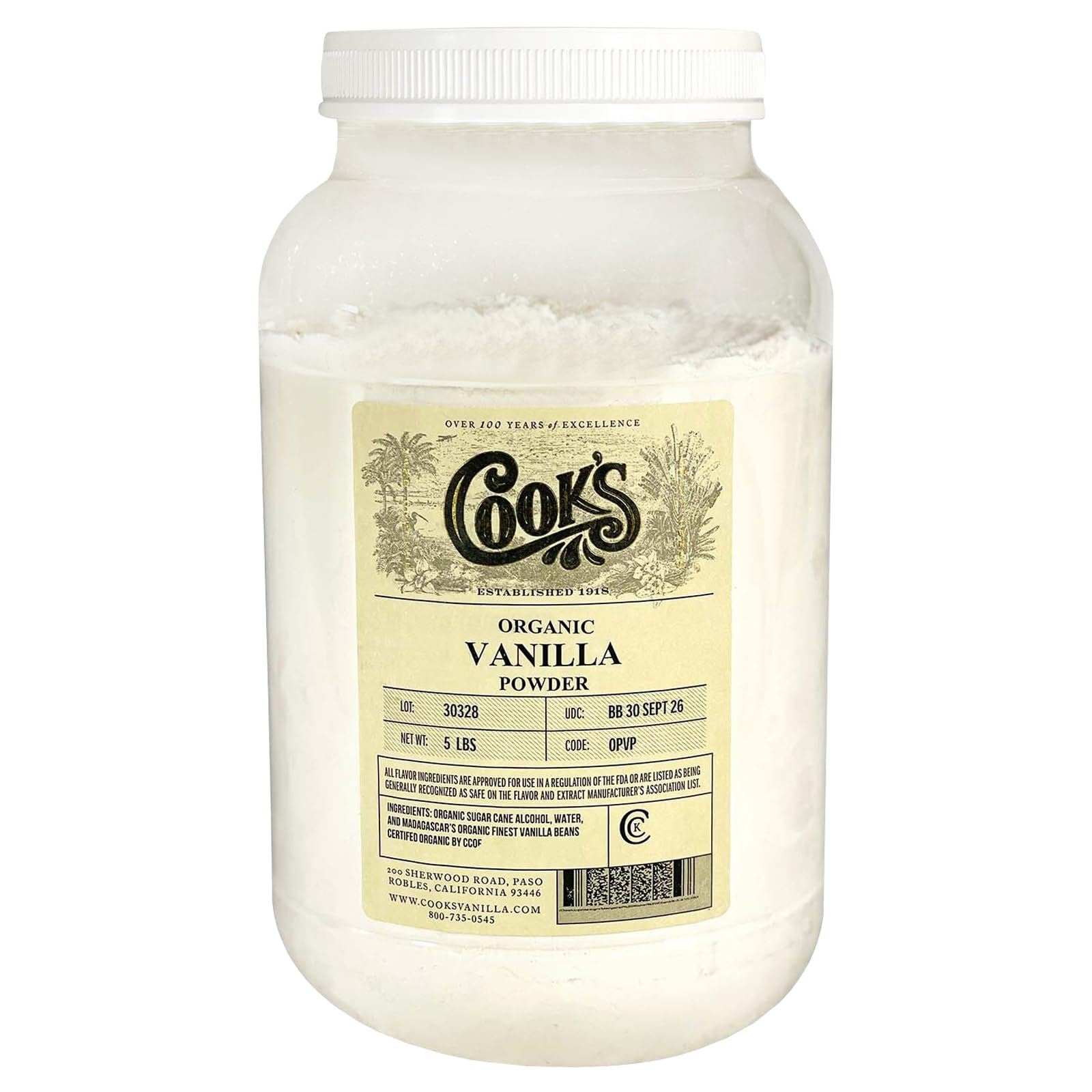 COOKS Organic Madagascar Vanilla Powder, Gourmet Vanilla for Cooking & Baking, 5 lb (80 Ounce)