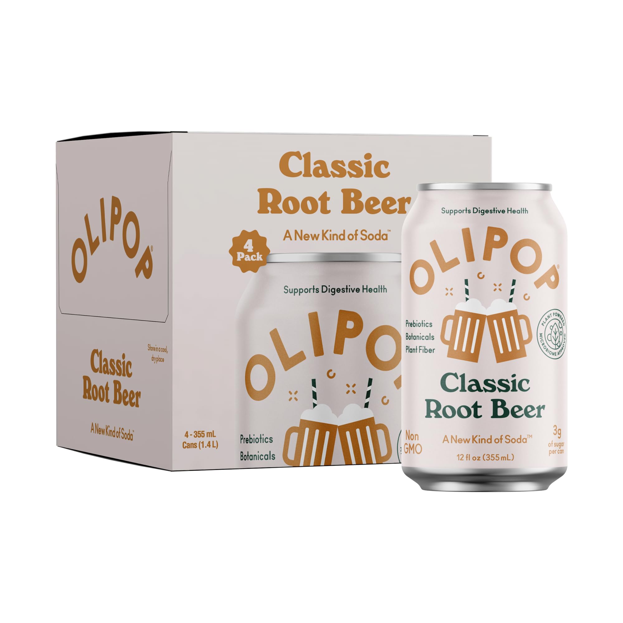 OLIPOP Prebiotic Soda Pop Classic Root malt-inspired Prebiotics Botani ...