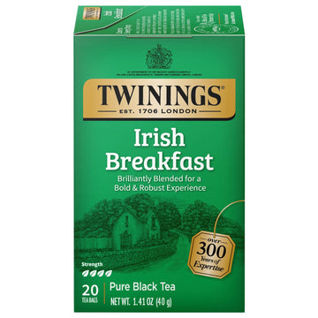 Twinings Of London Irish Breakfast Black Tea Bags, 20 Count