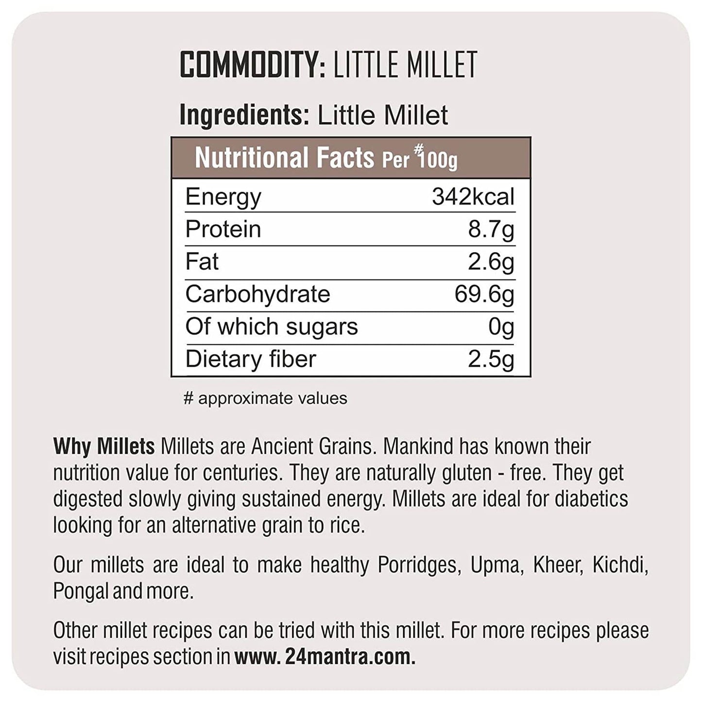 24 Mantra Little Millet - 500Gms | Pack Of 1 | 100% Organic | Chemical Free & Pesticides Free | Gluten-Free