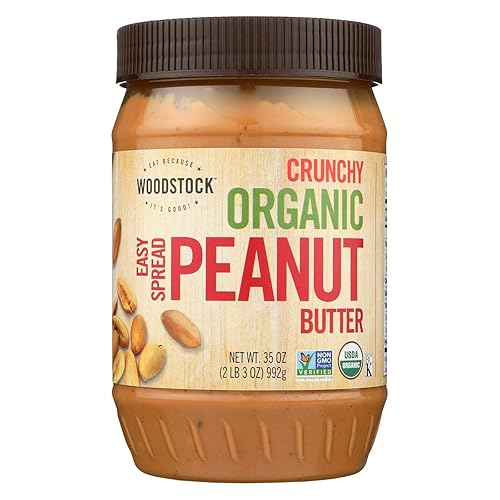 Woodstock Organic Easy Spread Peanut Butter - Crunchy - Case Of 12 - 35 Oz.