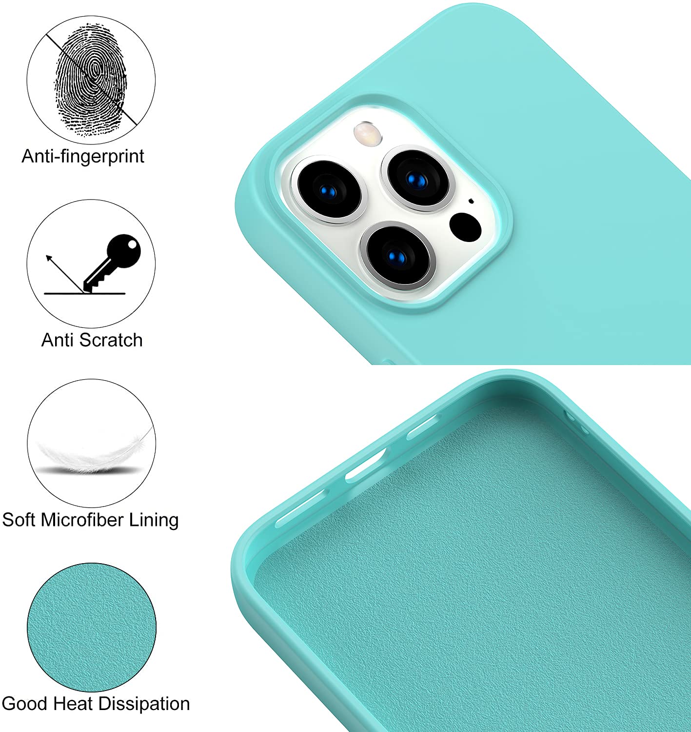 Amytor Designed For Iphone 13 Pro Max Case, Silicone Ultra Slim Shockproof Phone Case With Soft Anti-Scratch Microfiber Lining,
