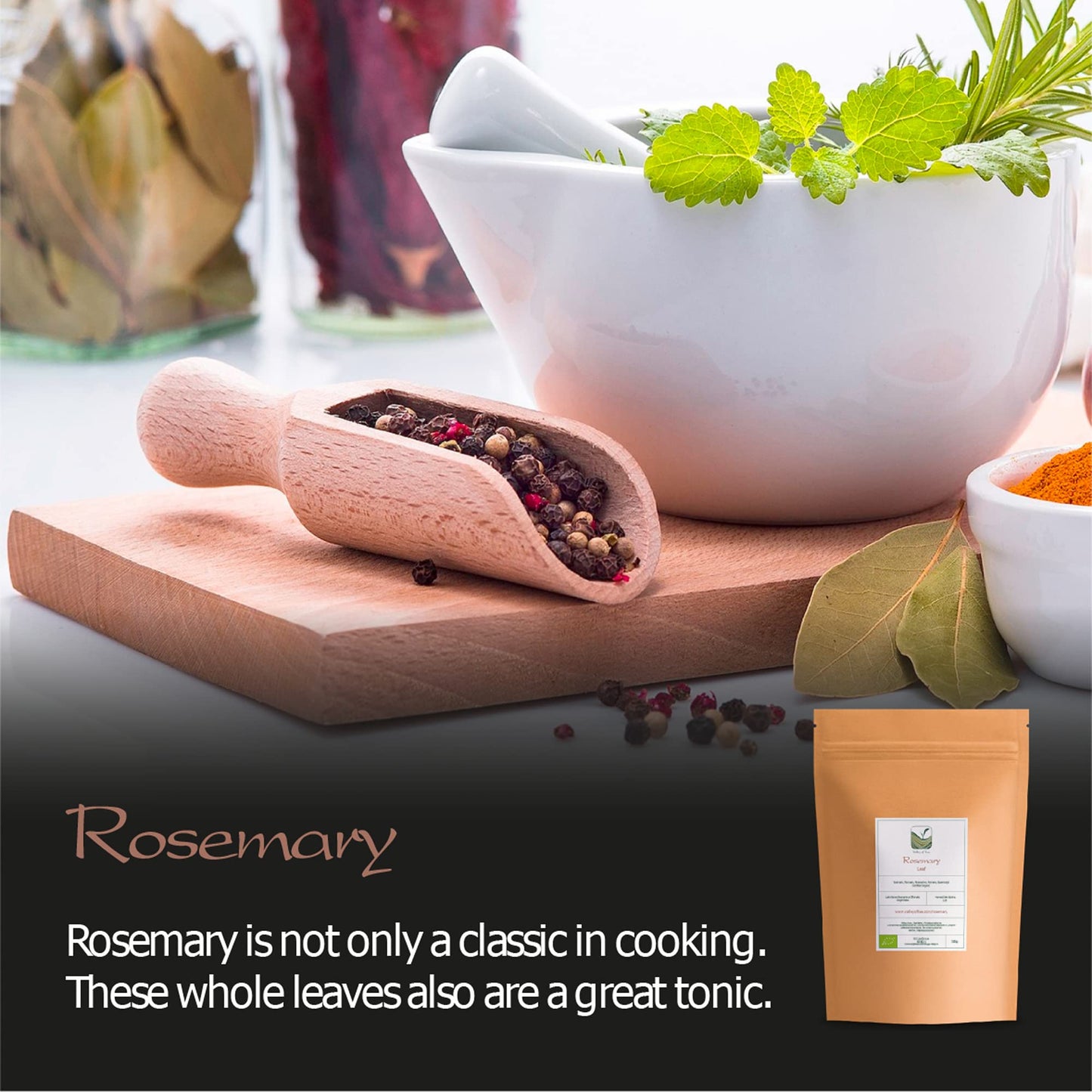 Valley of Tea Rosemary Organic Culinary Gourmet Herb, Dried Sprigs, 3.5 Ounce