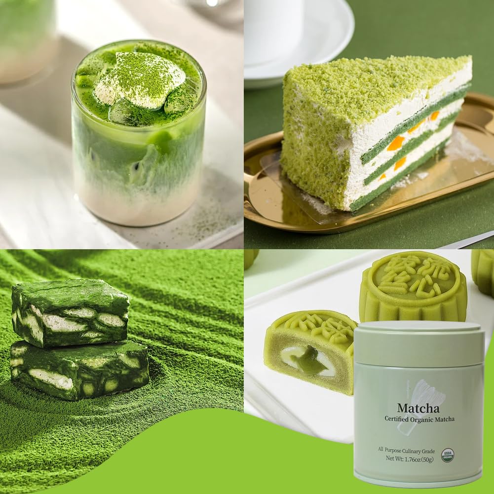 MatchAdmire Organic Green Tea Matcha Powder, Culinary Grade, Rich Flavor, 50g, Vegan, No Fillers, Radiation-Free