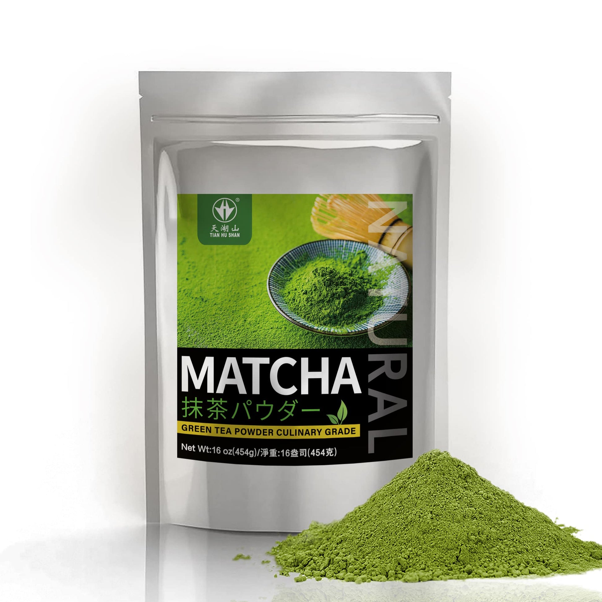 Tian Hu Shan Matcha Green Tea Powder 1 Lb/16Oz/454G, Starter Matcha Culinary For Lattes, Cooking, Baking