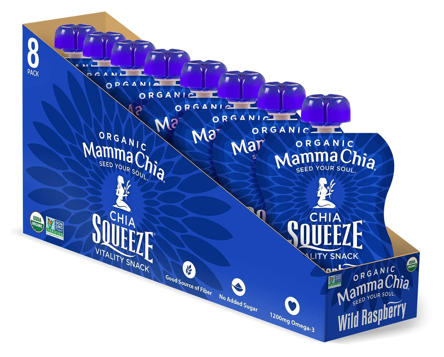 Mammachia Chia Squeeze Wild Raspberry Vitality Snack, Vegan Friendly, Kosher, USDA Certified Organic, Gluten Free & Non-GMO, 3.5