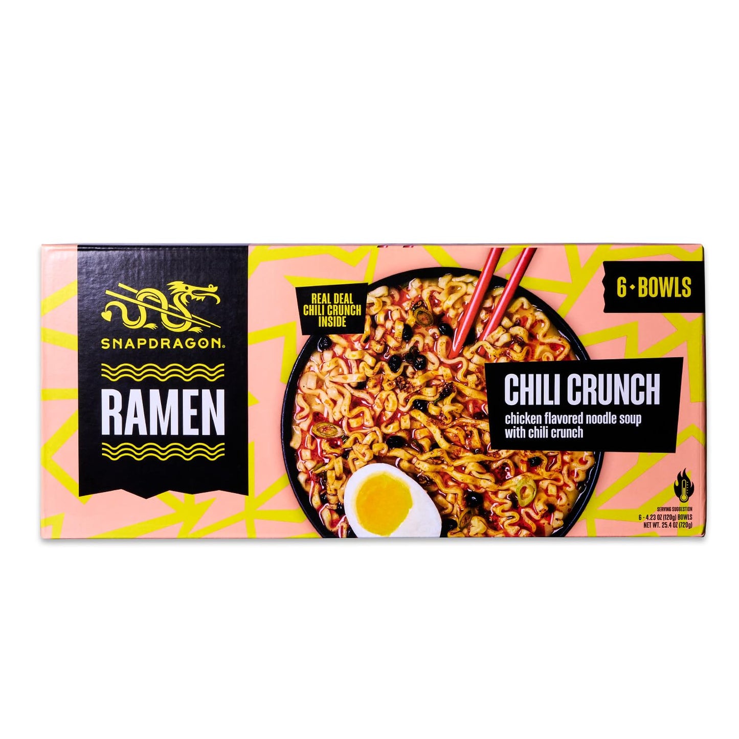 Snapdragon Chili Crunch Ramen Cups - Instant Ramen Bowl, 6 Pack, 4.23oz Each, Easy Meal Prep, Authentic Wheat Noodles