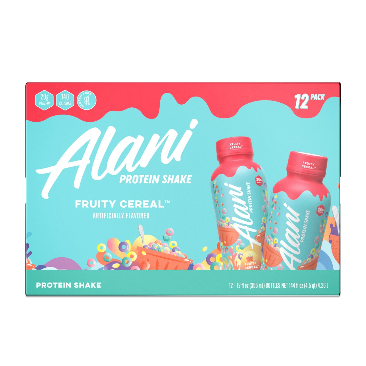 Alani Nu Protein Shake, Fruity Cereal Flavor, Gluten Free, 20g Protein, 12 Fl Oz (Pack of 12)